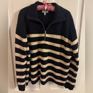 & Other Stories Blue and White Striped Quarter Zip Sweater